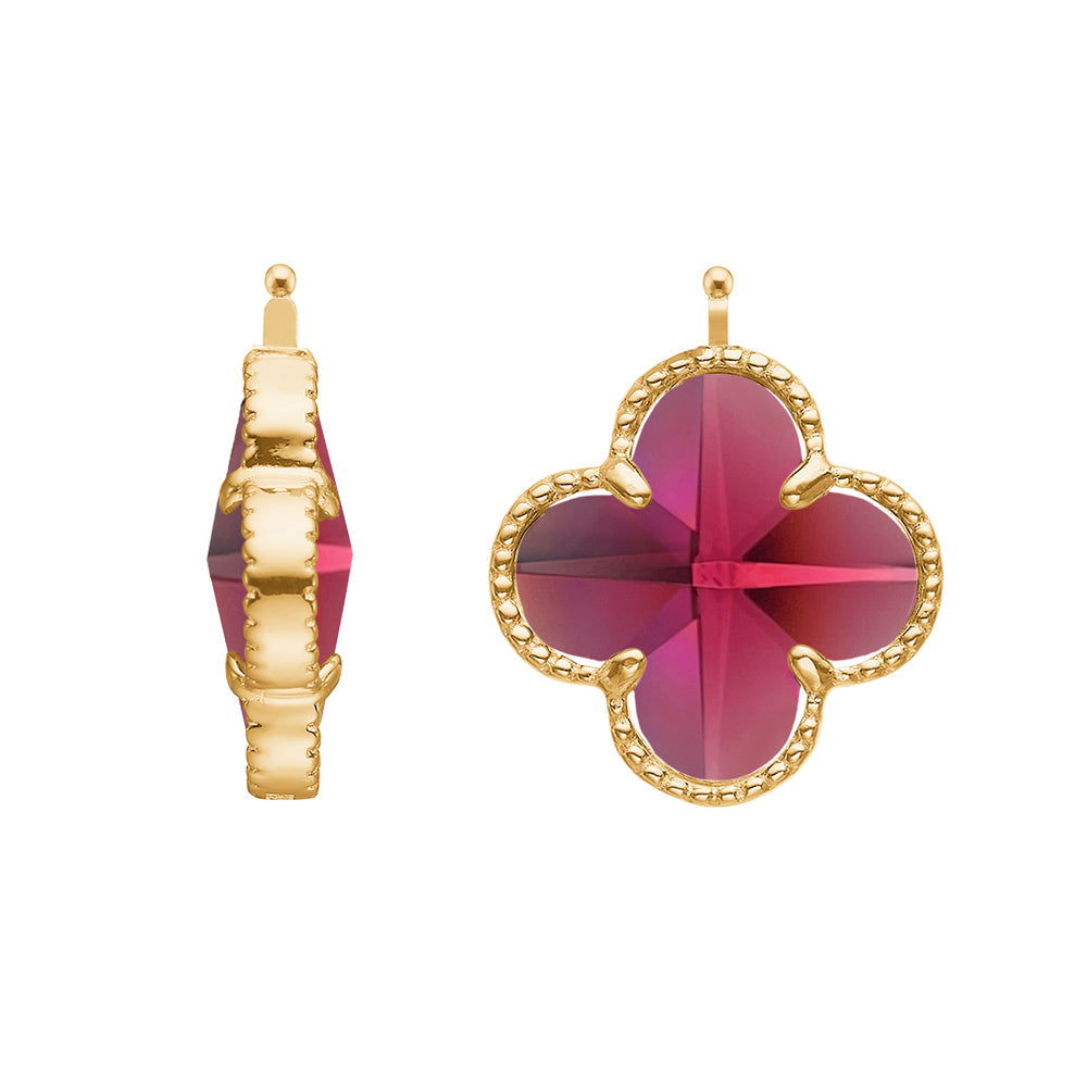 Glas facet Kleeblatt groß - vg/Silber